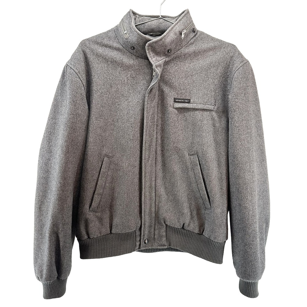 MEMBERS ONLY Vintage Men's Wool Blend Bomber Jacket • 40 • gray‎